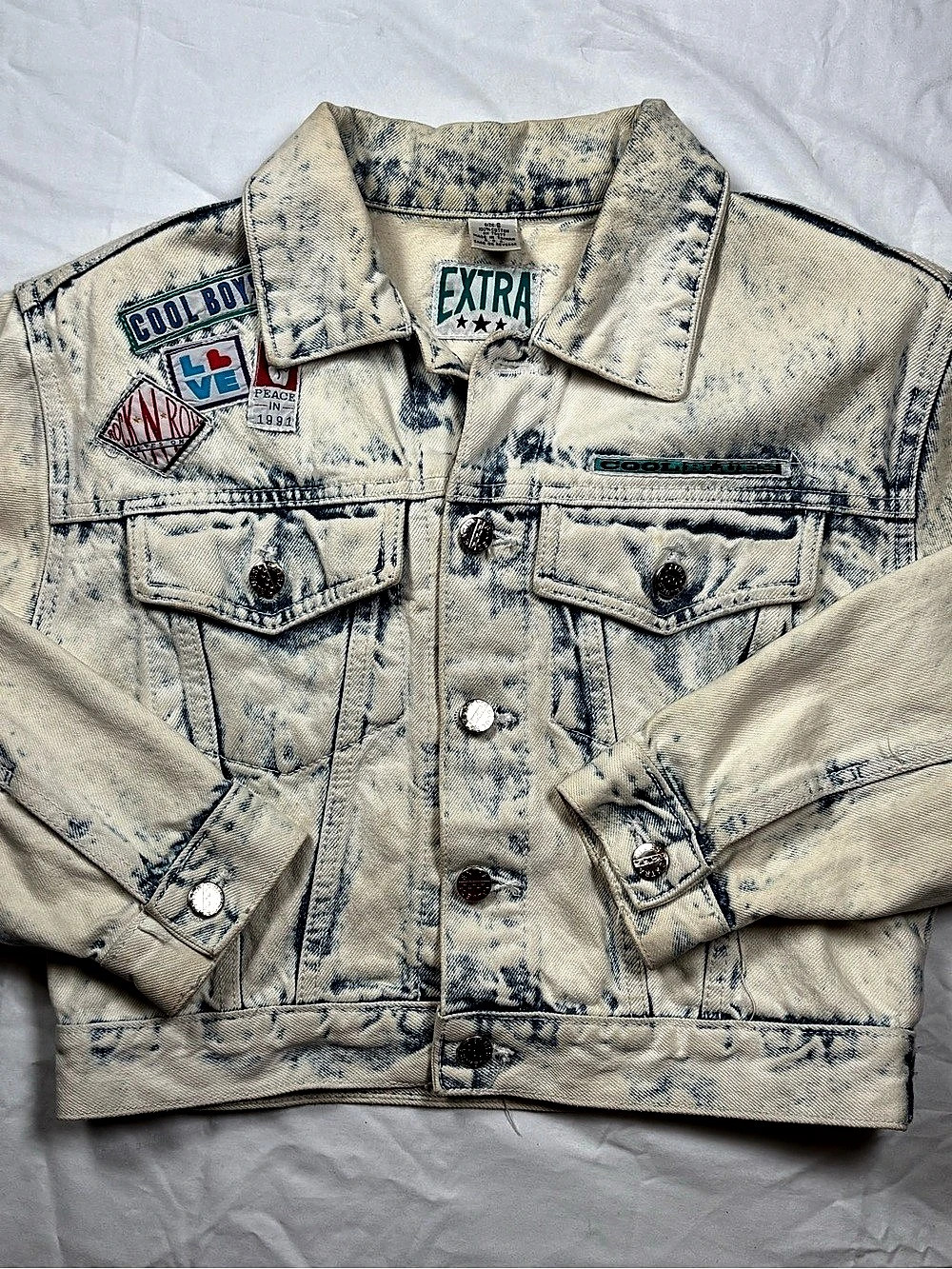 Extra Cool Boys Patch Denim Jacket Size Small